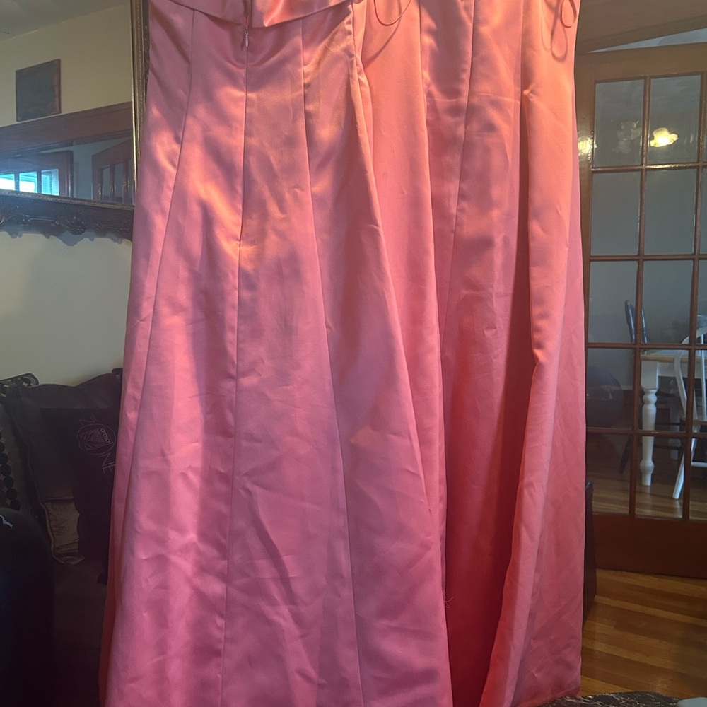 Chadwicks A-Line Pleated Maxi Dress in Orange and Pink